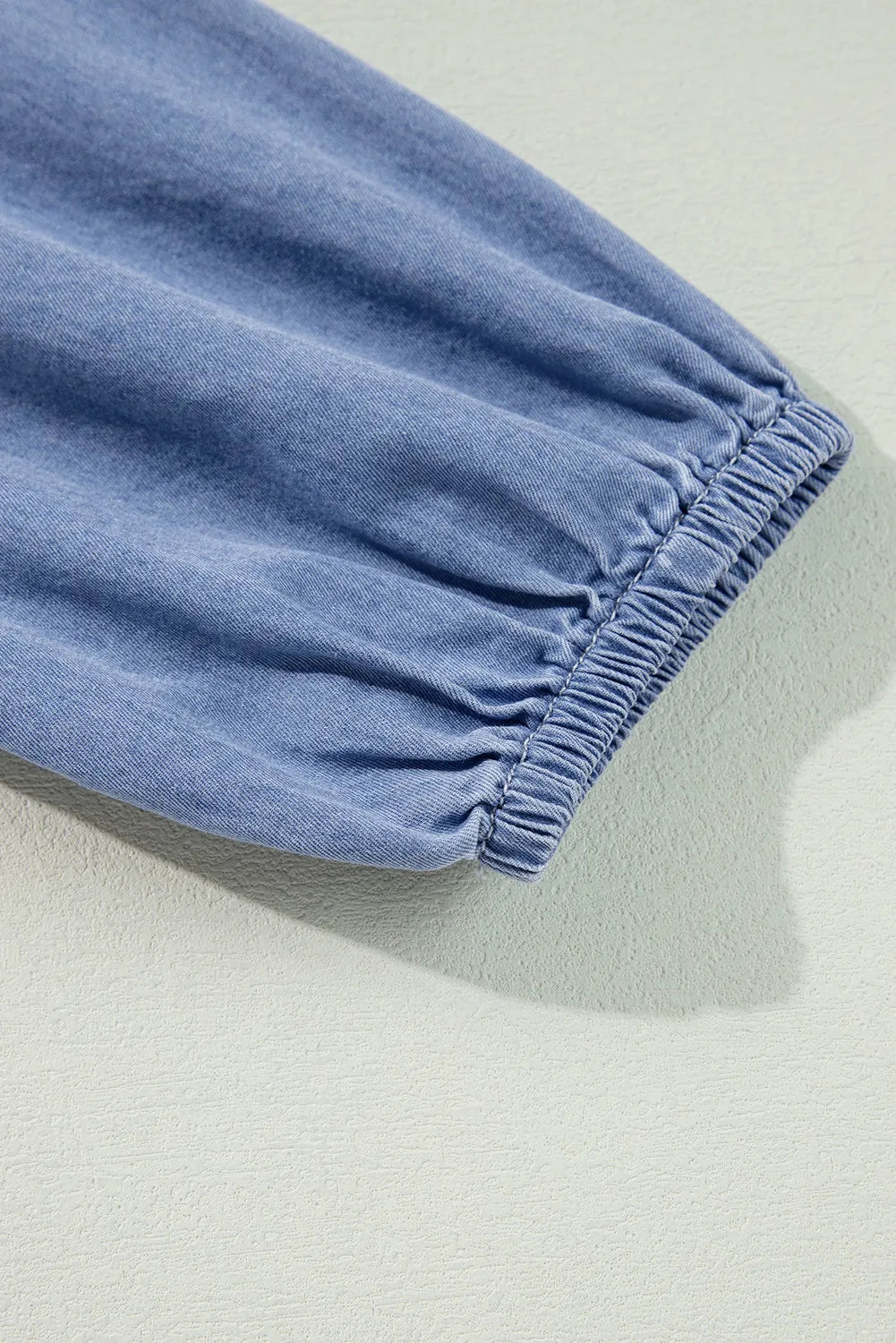 Tied Plunge Three-Quarter Sleeve Denim Dress.