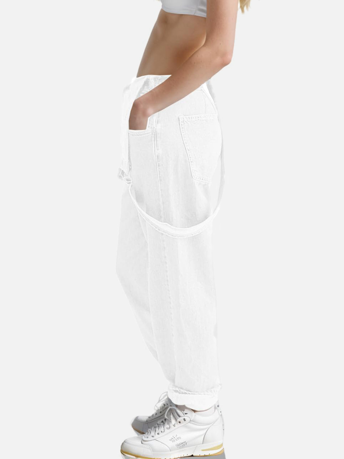 Square Neck Wide Strap Denim Overalls.