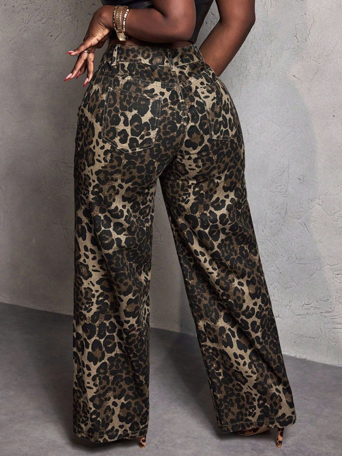 Leopard Wide Leg Jeans.