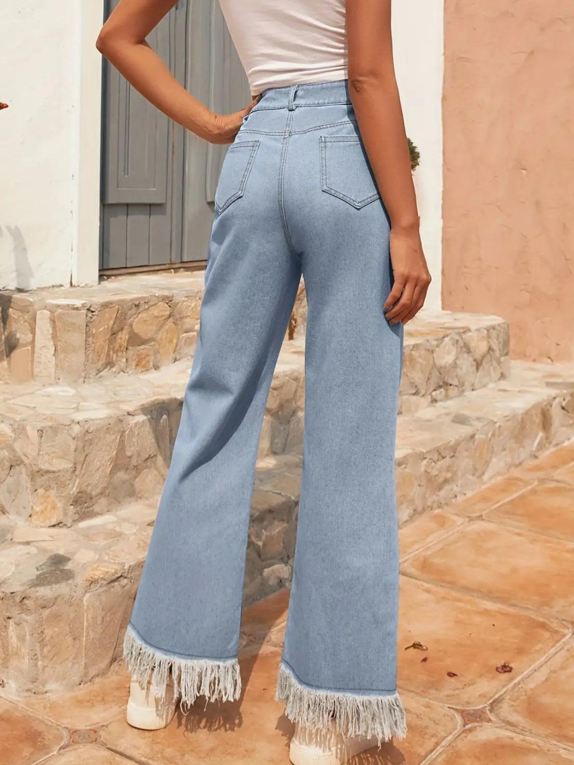 Raw Hem Bootcut Jeans with Pockets - M. Burks Pretty Boutique LLC.shop