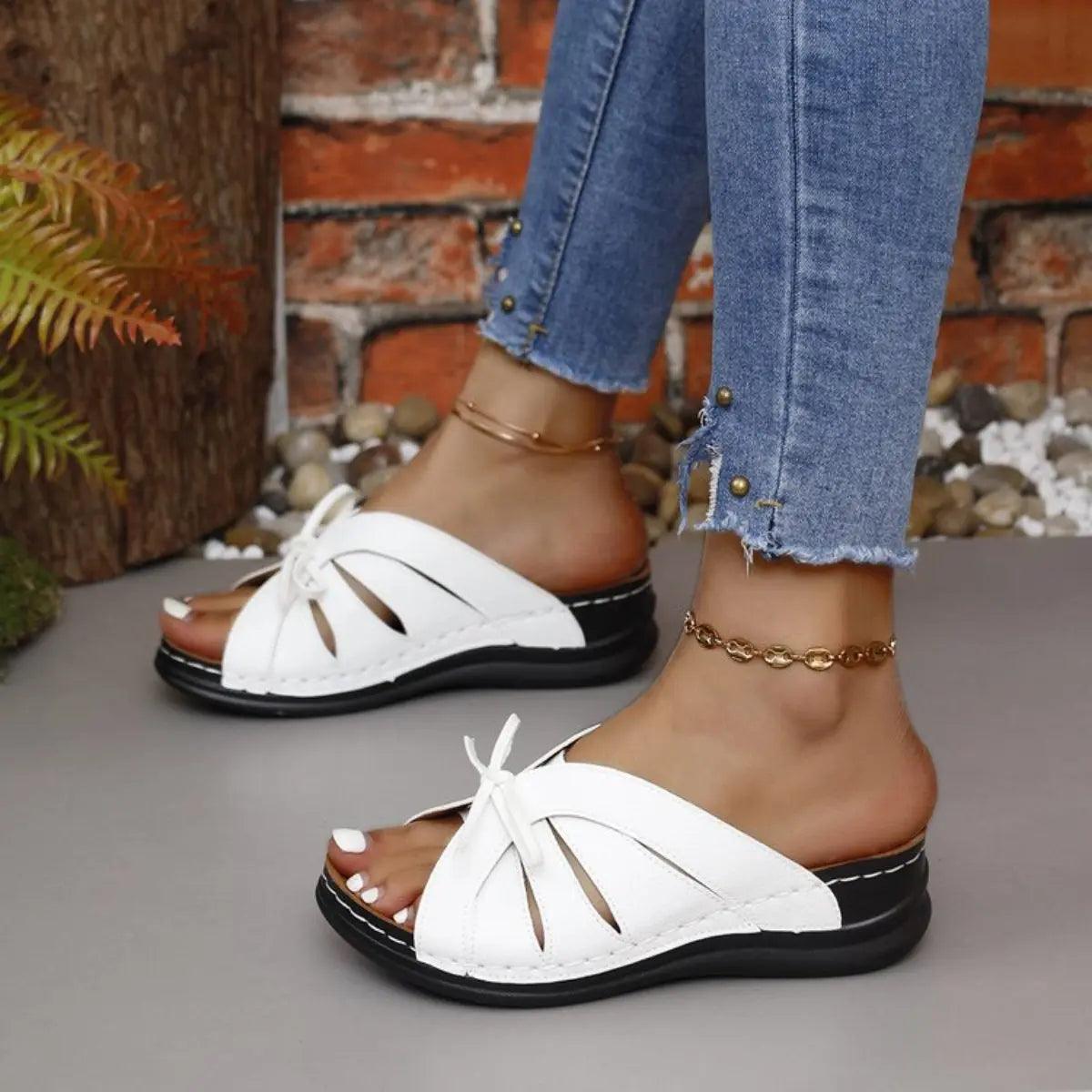 Tied Open Toe Low Heel Sandals - M. Burks Pretty Boutique LLC.shop