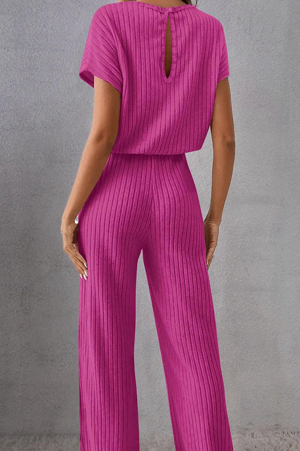 Round Neck Short Sleeve Jumpsuit - M. Burks Pretty Boutique LLC.shop