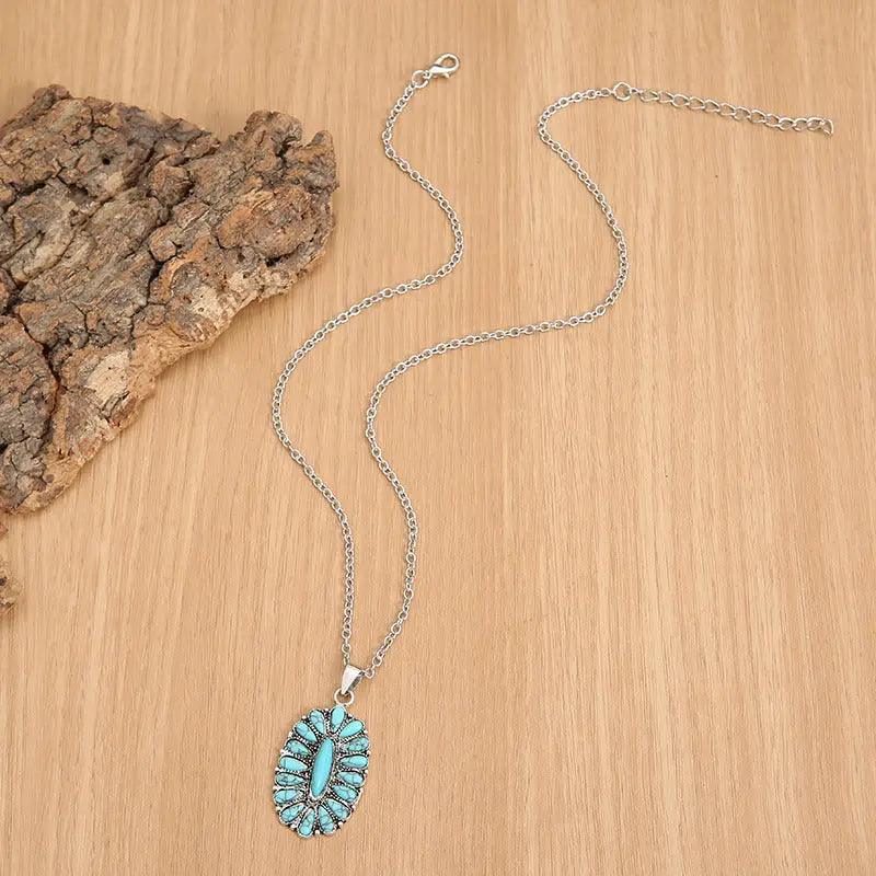 Artificial Turquoise Pendant Alloy Necklace - M. Burks Pretty Boutique LLC.shop