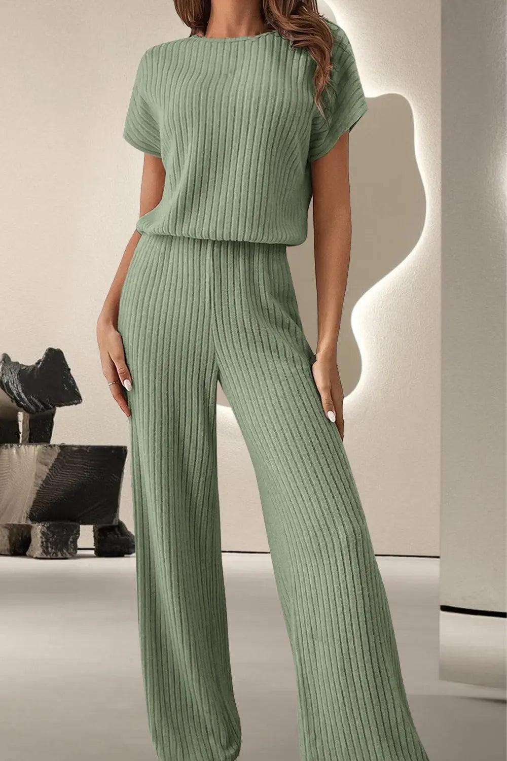 Round Neck Short Sleeve Jumpsuit - M. Burks Pretty Boutique LLC.shop