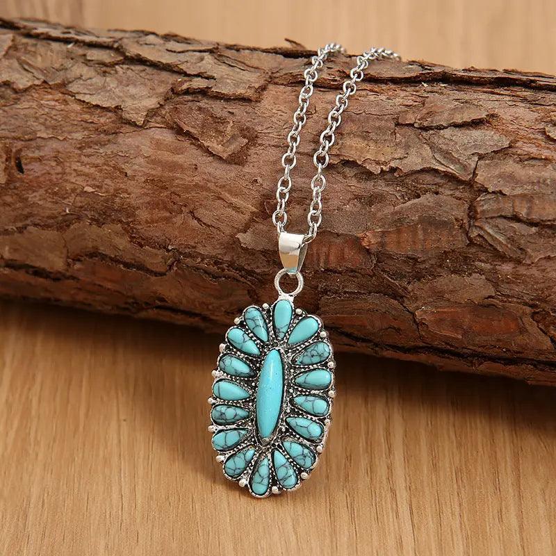 Artificial Turquoise Pendant Alloy Necklace - M. Burks Pretty Boutique LLC.shop