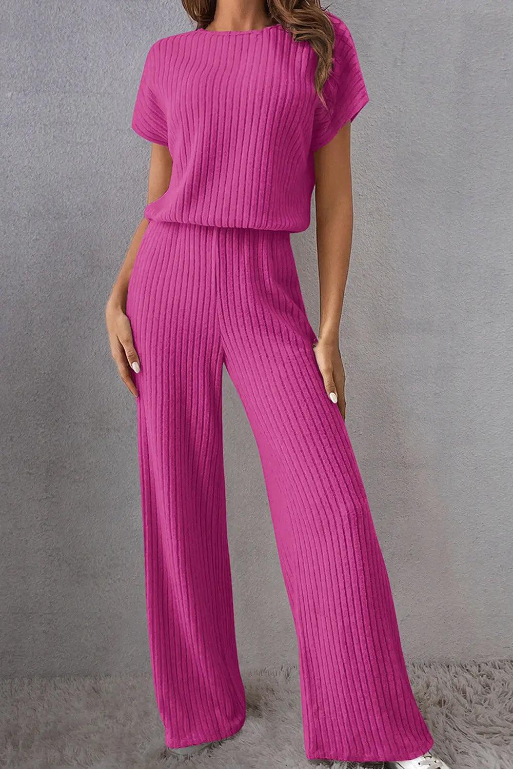 Round Neck Short Sleeve Jumpsuit - M. Burks Pretty Boutique LLC.shop