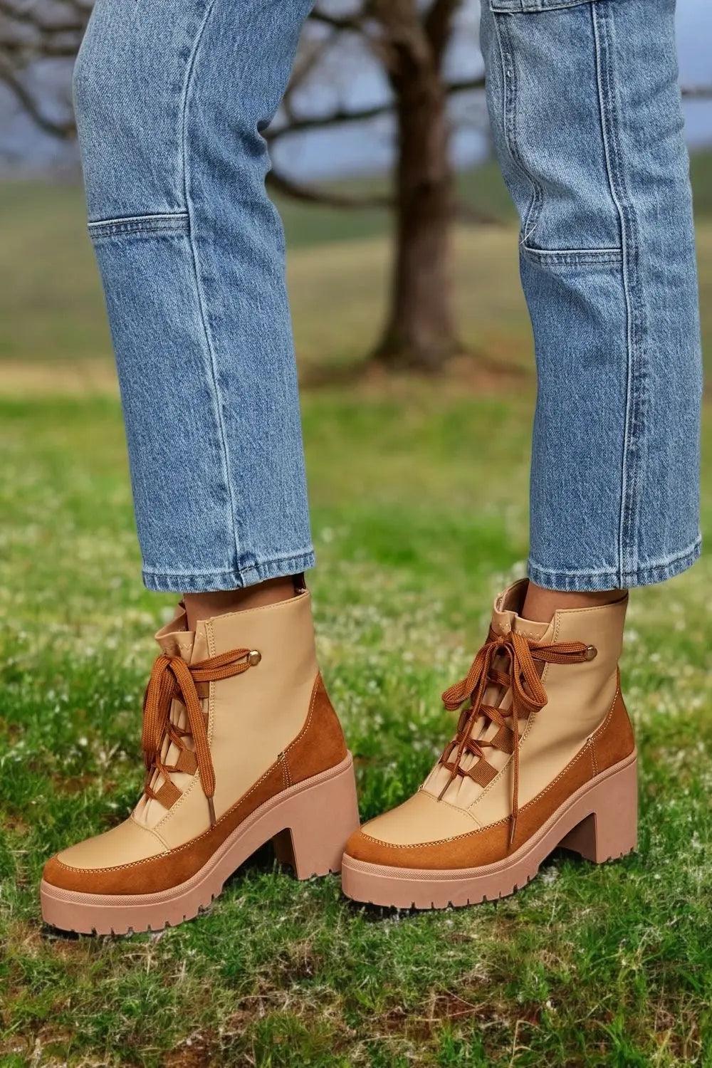 East Lion Corp Lace Up Lug Booties - M. Burks Pretty Boutique LLC.shop