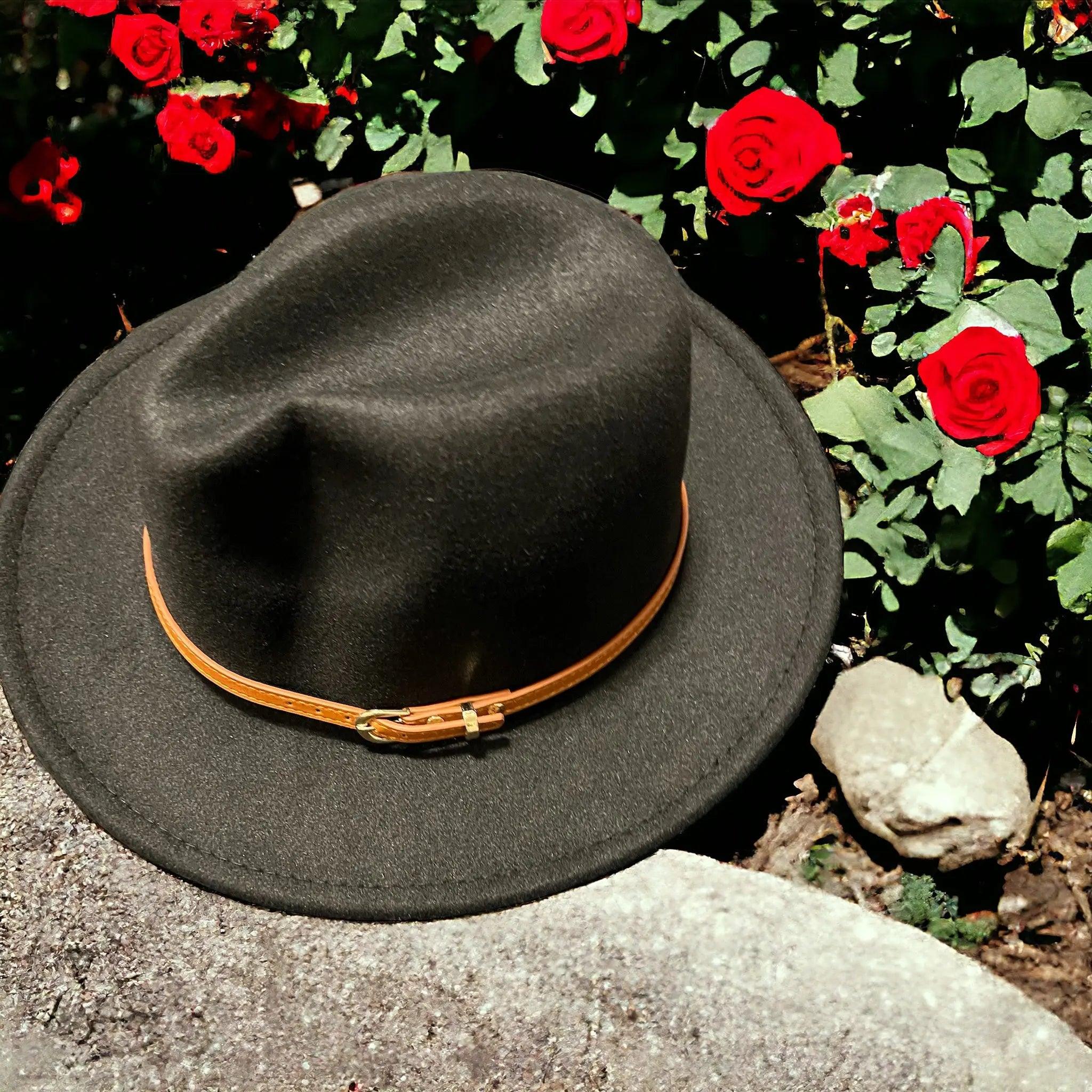 Women’s Brim hat with leather trim - M. Burks Pretty Boutique LLC