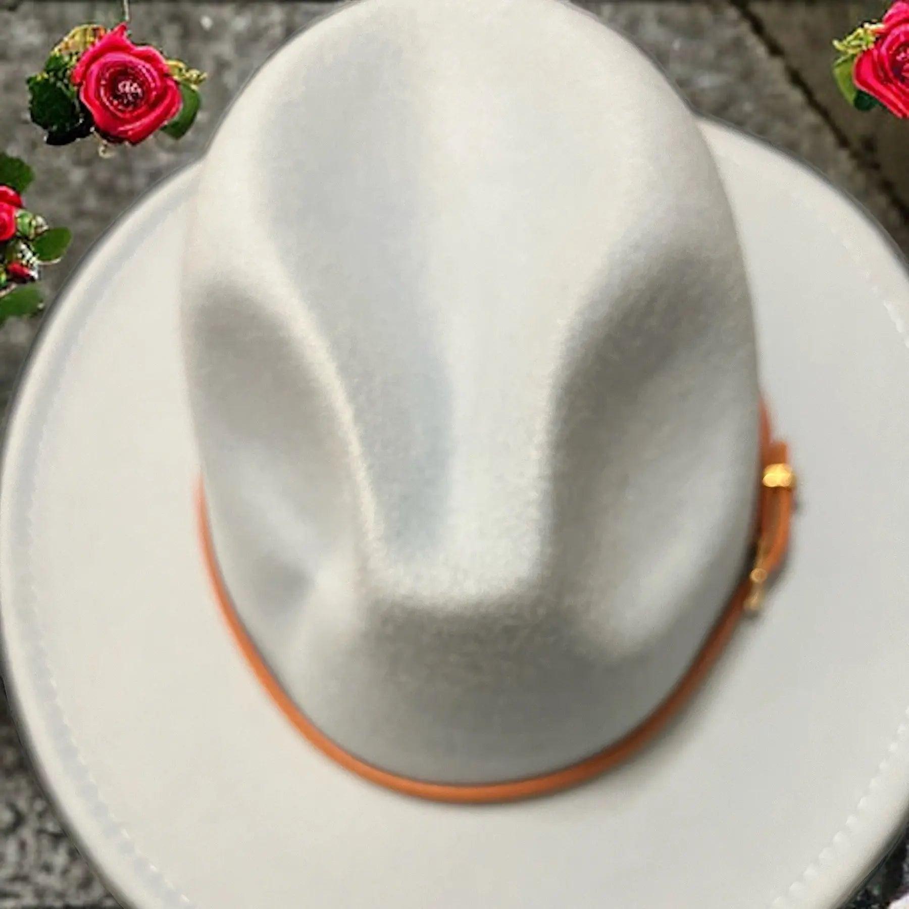 Women’s Brim hat with leather trim - M. Burks Pretty Boutique LLC