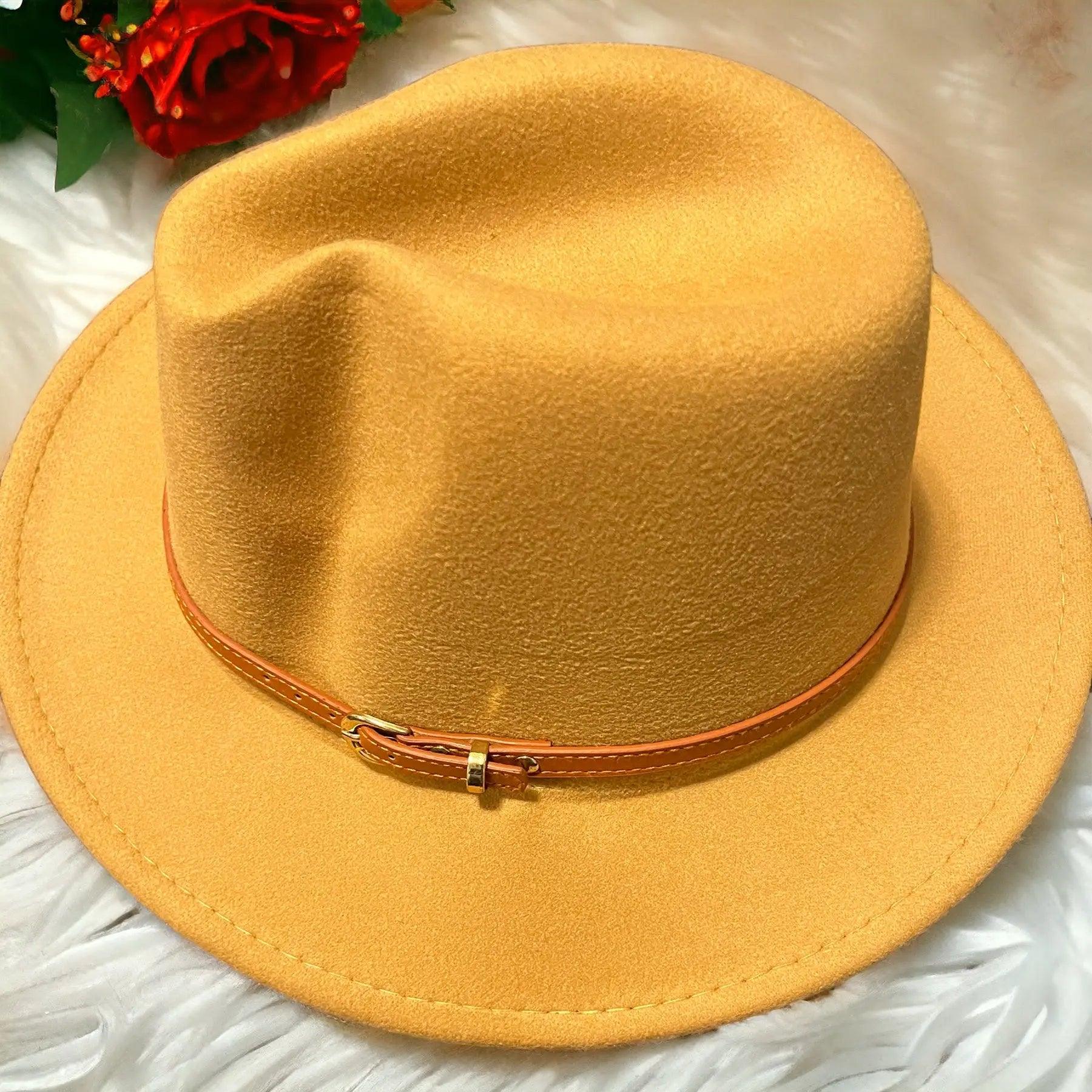 Women’s Brim hat with leather trim - M. Burks Pretty Boutique LLC