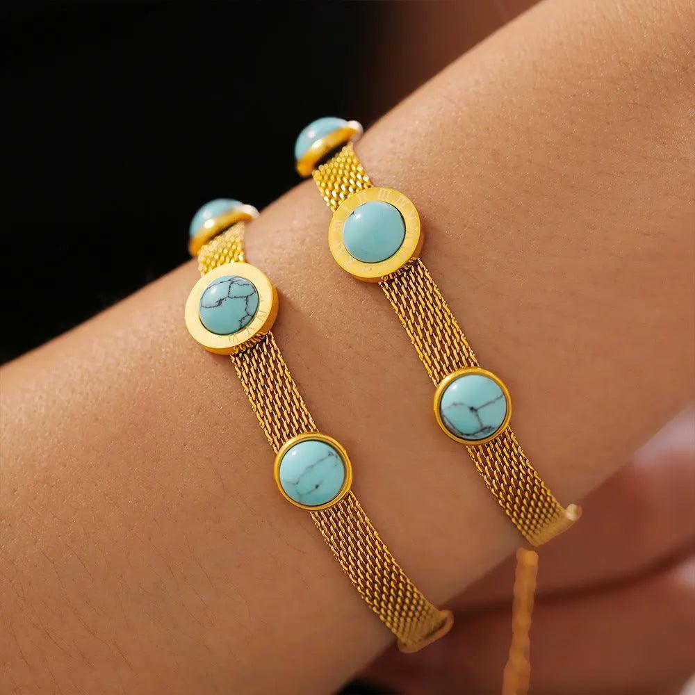 Turquoise Titanium Steel Bracelet - M. Burks Pretty Boutique LLC.shop