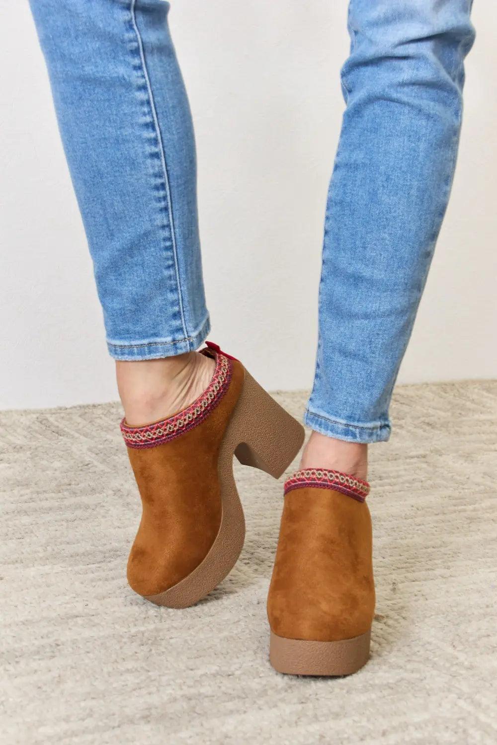 Legend Footwear Platform Suede Clog Heel - M. Burks Pretty Boutique LLC.shop