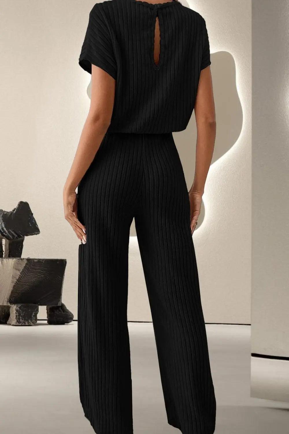 Round Neck Short Sleeve Jumpsuit - M. Burks Pretty Boutique LLC.shop